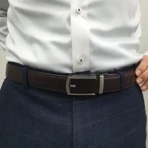 페이크 핀버클 가죽 자동벨트 브라운 (KYR-WB85DC2)