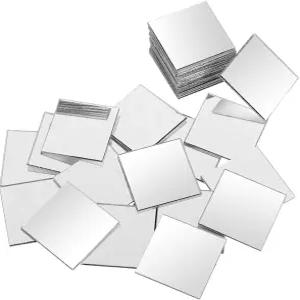 루소피 50개 사각 미니 거울 작은 공예용 셀프 접착 타일 DIY 프로젝트용 아크릴 시트 공예 모자이크 아트