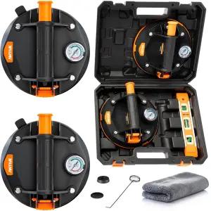 유리 흡입 컵 터 265파운드 ？ 압력 게이지가 있는 8인치 헤비 듀티 진공 2팩 설치용 수동 및 타일 팅 도구