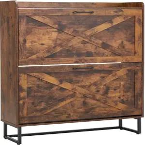 2개의 플립 서랍이 있는 VEVOR 신발 캐비닛 금속 다리와 미끄럼 방지 장치가 농가 보관 현관 복도 침실