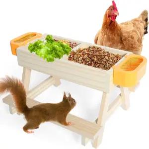 닭 모이통 피크닉 테이블 낭비 없는 나무 물그릇 닭장 액세서리 오리 거위 다람쥐 튀르키예
