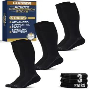 펨브룩 3켤레 구리 남성용 압박 양말 20-30mmHg 달리기 하이킹 운동 사이클링 여행 순환 지원