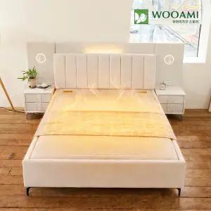 우아미가구 선휴 LED조명 흙침대 황토볼 온열 침대 Q/K 겸용