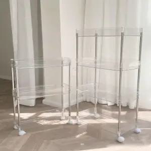 이동식선반 투명 아크릴 욕실 넓은 3단 정리함 트롤리 다용도 미용실 수납장 선반