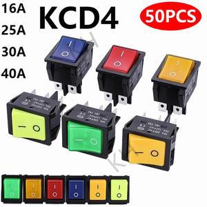 50PCS 로커 전원 버튼 스위치 고전류 ON/OFF Eelding 기계 전용 KCD4 스털링 실버 포인트 30/35A 250/125V