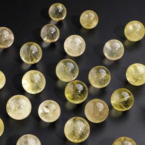 천연 노란색 크리스탈 볼 미니 소형 호환 소형 둥근 공 영적 치유 석영 마사지 리얼리즘 기념품 룸 장식