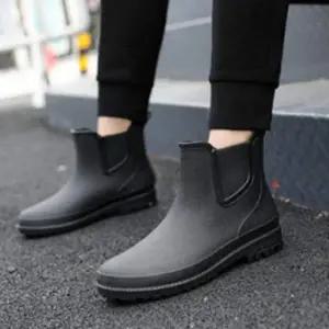 남성용 여름철 발목형 방수 고무장화 레인부츠
