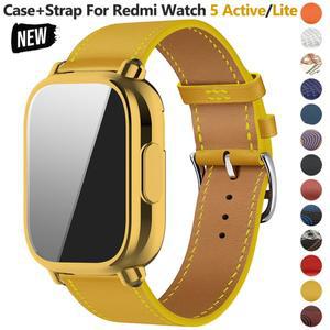 [호환품]Redmi Watch 5 용 케이스 + 스트랩 Lite 액티브 밴드 TPU 소프트 화면 보호기 가죽 스포츠 Correa