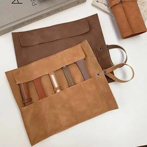 [호환품] 시계 밴드 롤 오거나이저 5 슬롯 보관함 정리함 휴대용 애호가 풀 그레인 가죽 수제 여행 케이스