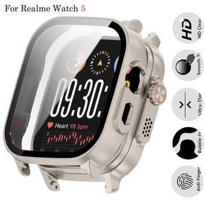 [호환품]Realme Watch 5 용 PC 케이스 강화 유리 쉘 보호 커버 액세서리 하드 범퍼 화면