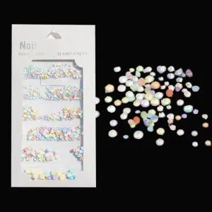 네일아트 얼음 유리 파스텔컬러 믹스 원형 플렛 스톤 KBd1+2USt