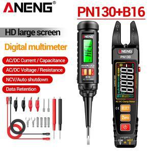 ANENG PN130 스마트 호환 멀티미터 전류 클램프 미터 4000 카운트 AC/DC 전압 저항 테스터 + B16 디지털 측