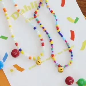 컬러비즈 동백이 비즈 스마일 구슬 목걸이 레인보우 예쁜목걸이 초커목걸이 학생목걸이