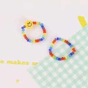 Dahlia 레인보우 스마일 무지개 비즈 반지 우정 링 애끼반지 레이어드반지 여자반지