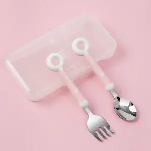 폴리 유아용 도넛 수저포크 세트(핑크) 유아숟가락