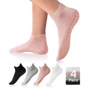 여성용 그립이 있는 디바올롱 필라테스 양말, 바레 병원용 그립 양말 논슬립 요가 4켤레