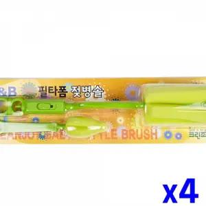 폼헤드 회전 젖병솔 x4개 실리콘솔 소독솔 젖병세척솔