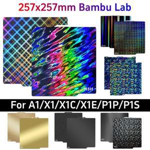 Bambulab 빌드 플레이트 257x257mm 스프링 강판 PEI PEO H1H H5H Pey 시트 A1 X1C P1S 3d 프린터 Bamboo La