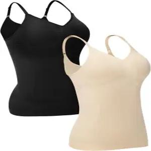 여성용 ATTLADY 압축 탱크 탑 하이 셰이핑 스쿱 브이넥 카미 셰이프웨어 배 조절 카미솔