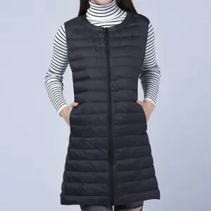 여자 세련된 스타일 차이나넥 겨울 롱패딩 이너 경량 롱 패딩 조끼