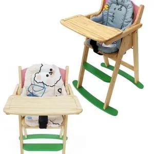 헬프그린 원목 유아 식탁의자+쿠션셋트 안전가드 레스토랑 식당 까페 아기 발판의자 소나무원목