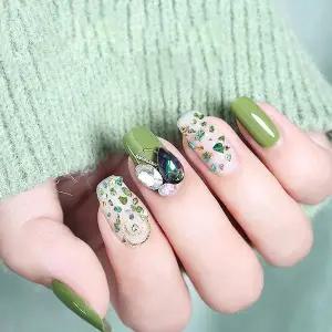 [셀러허브]브라이트 네일파츠 세트(그린골드) 네일큐빅 (S45898396)