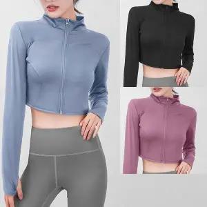 상의 핑거홀 운동복 크롭 집업 편한 커버업 요가복