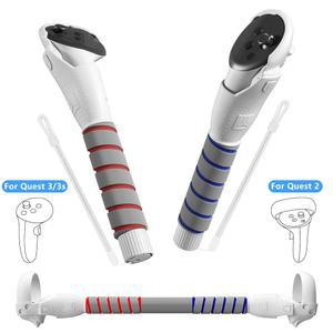 메타 퀘스트 3S/3 및 오큘러스 메타 퀘스트 2를 위한 사키코 3 in 1 고릴라 태그 롱 암, 비트 세이버 핸들 부착/골프 클럽 익스텐션 그립, VR 스틱 컨트롤러 액세서리, VR 게임 경험 향상