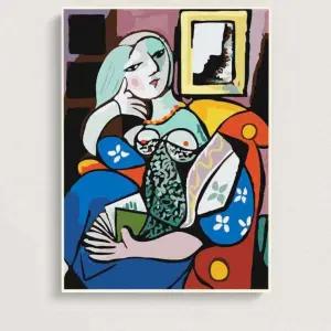 페인팅 캔버스 명화 피카소 책을 든여인 40X50