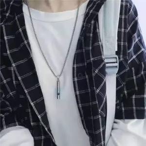 호신용 스텐 실버 휘슬 체인 목걸이 호루라기