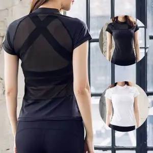 레쉬가드 시스루 요가복 반팔티 실내 여자 운동복