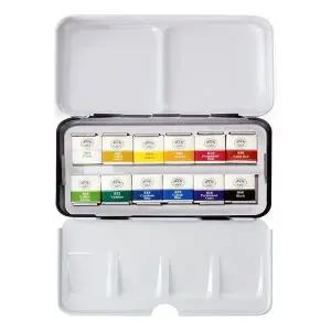 [셀러에이드]캘리그라피 12색 수채화 문교 고체수채물감 45004