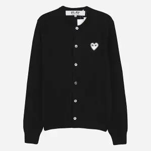 [꼼데가르송] 화이트 하트 니트 가디건 블랙 148352354