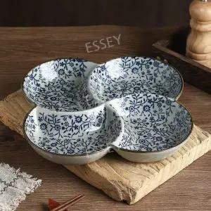 도자기 식판 브런치 플래터 가정용 디너 접시 일본 세라믹 4구