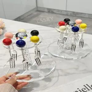 컬러볼 색상 세트 포크 과일 혼합 홈카페 디저트 세라믹