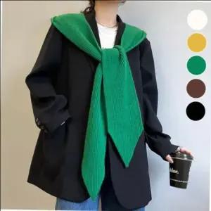 심플 그린 고급 후드 트렌드 니트 머플러 따뜻한머플 따뜻한머플러 레이어드룩 부드러운머플러