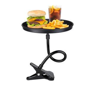 포비티 자동차 조절식 푸드 트레이, 360 스위블 직경 8.7인치, 미끄럼 방지 클립형 스낵 블랙