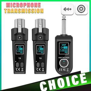 무선 마이크 시스템 UHF XLR 송신기  수신기 다이나믹 오디오 믹서 유선 변환기