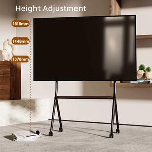 32-90 인치 TV호환  롤링 스탠드 나무 선반이  휴대폰 조립 롤러 카트 거실 야외용