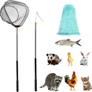 작은 고양이 오리 거위 야외 동물 낚시용 낚시 그물 도구인 Annewrick 가금류 닭잡이 망원경 폴 2개 다리