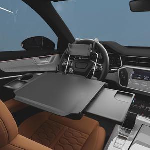 HZGAMER 2 in 1 대형 자동차 스티어링 휠 트레이 / 뒷좌석 헤드레스트 테이블, 음식 음료 섭취 및 필기 작업을 위한 휴대폰 홀더, 데스크 노트북 마운트 - 트럭 운전사를 선물