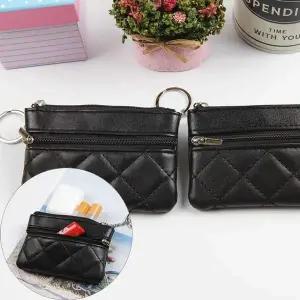 [셀러에이드]블랙 2포켓 지갑 소품 1P 보관 여행용 주머니 동전