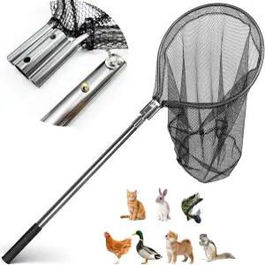 AQWXC 캐치 네트 닭 오리 거위 물고기 고양이 새 너구리 개 등을 위한 소형 동물 캐처 (43~78인치 손잡이