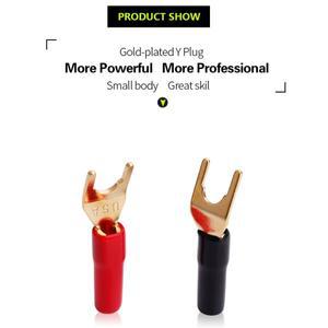 8PCS 금도금 구리 바나나 플러그 U/Y  플라스틱 손잡이가 고 커넥터 스피커 와이어 Ca