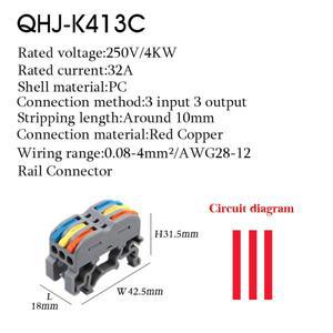와이어 전기 커넥터 Din 레일  고속 범호환  컴팩트 도체 배선 케이블 LED 인 버트 터미널 블록