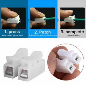 20개 CH2 스프링 퀵 와이어 커넥터 케이블 클램프 2p 전기 크림프 단자 블록 2방향 간편 장착 LED 스트립용