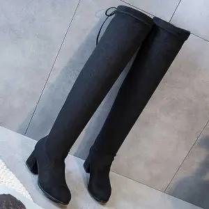 여자 ETJ031P5 캐주얼 부츠 겨울 직장인 무릎 데일리 스웨이드