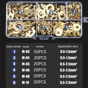 150개 박스형 터미널 블록 와이어 커넥터 M3/M4/M5/M6/M8/M10 O형 접지 러그 콜드프레스드 구리 탭 노즈