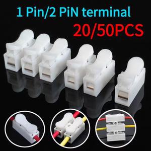 20/50개 무땜납 퀵 1P 2P 케이블 와이어 커넥터 무나사 터미널 블록 스프링 클램프 ZiiZ
