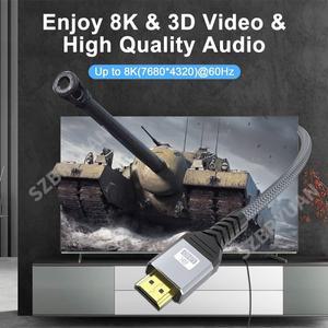 8K HDMI 호환 2.1 케이블 4K@120Hz 8K@60Hz 48Gbps 고속 비디오 오디오 브레이드 코드PC 노트북 프로젝터 H